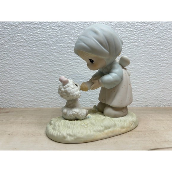 1987 Precious Moments "Feeding My Sheep" Enesco Porcelain Figurine - Picture 1 of 15